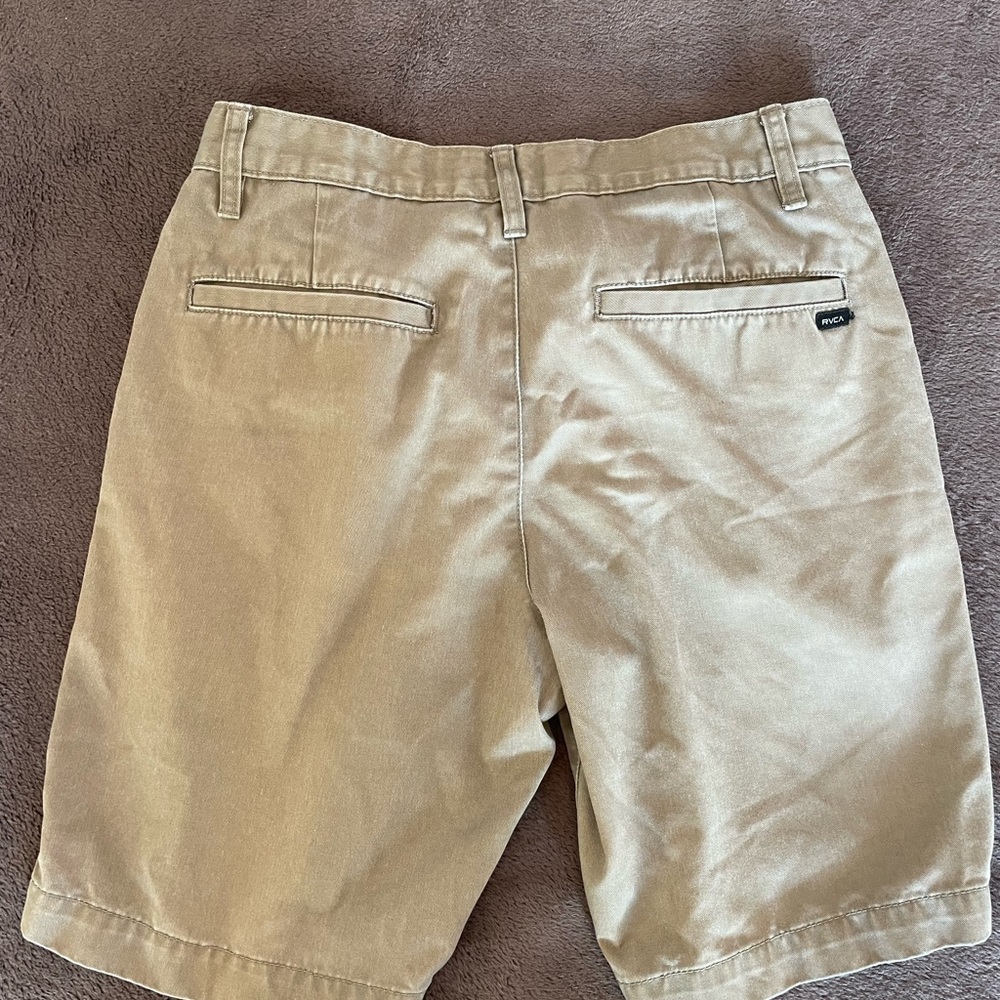 RVCA Men's Flat Front Shorts - Tan and Gray - Picture 4 of 7